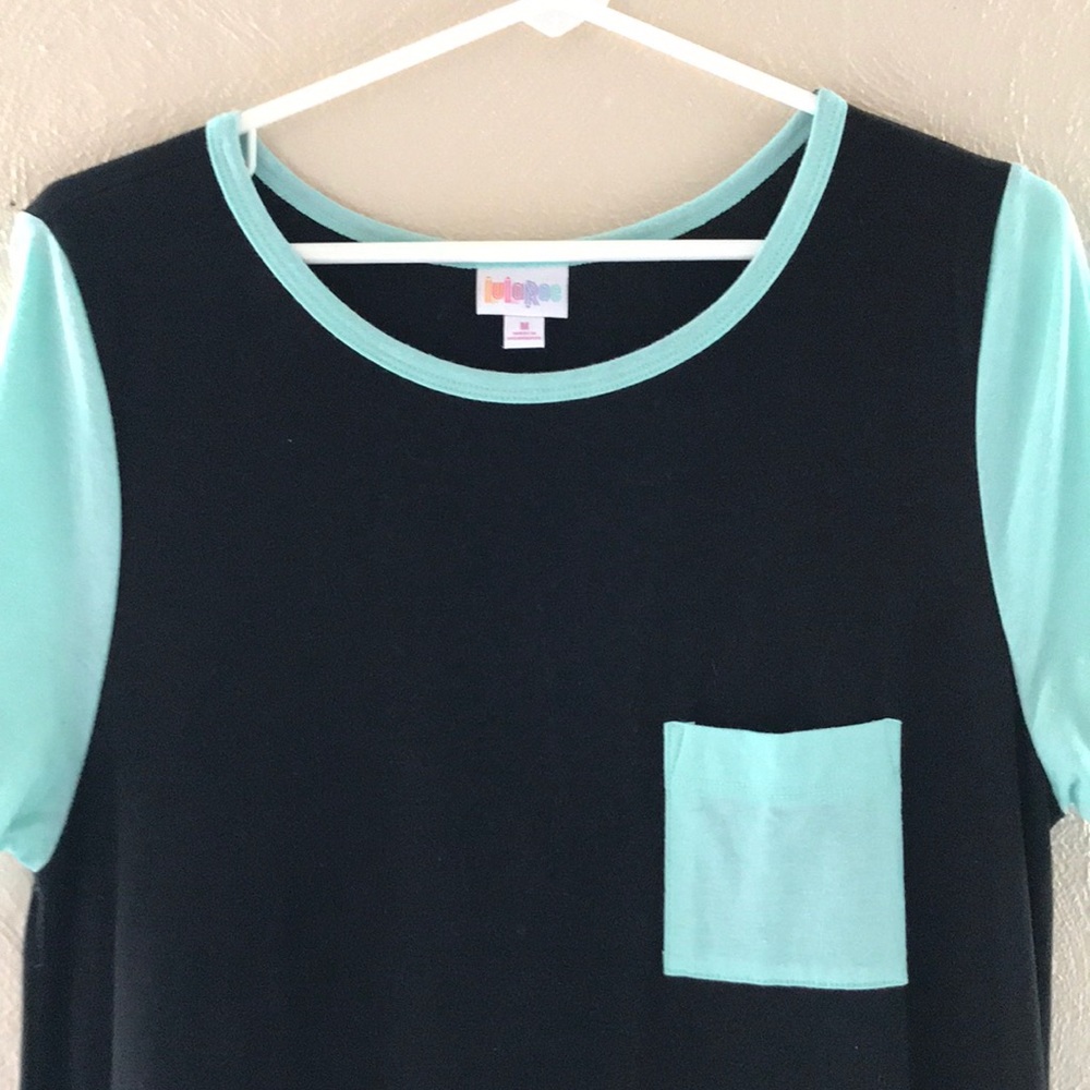 Lularoe Carly solid black with mint medium